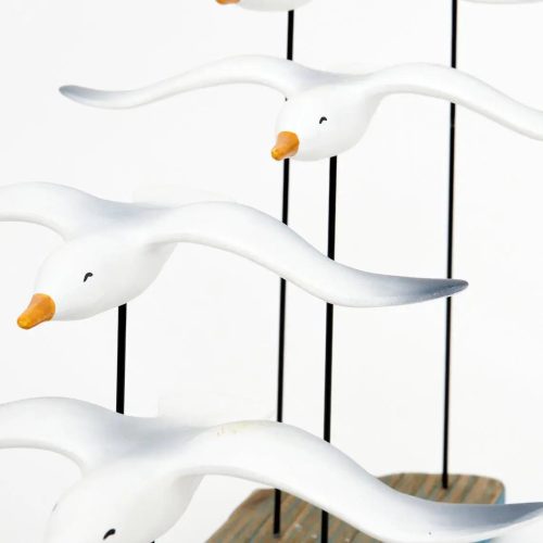 Bandada de pájaros de madera con base