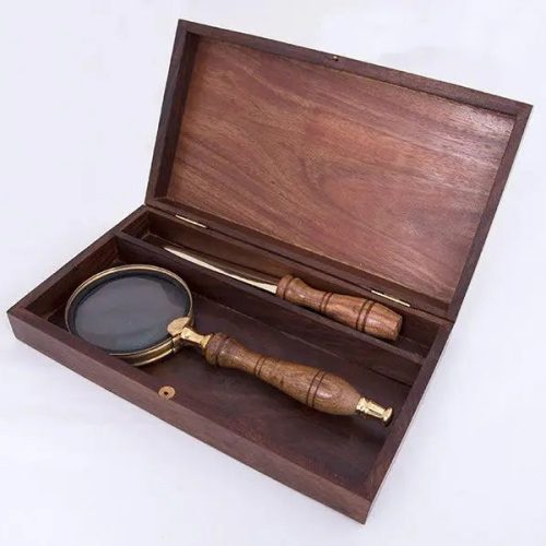 Set abrecartas y lupa con su estuche