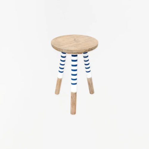 Taburete de madera patas a rayas