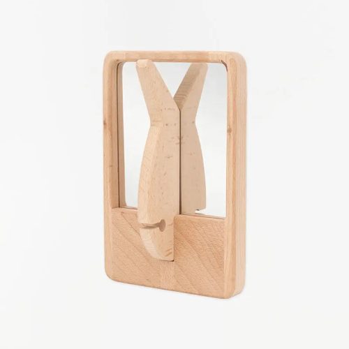 Espejo y perchero forma de pez en madera