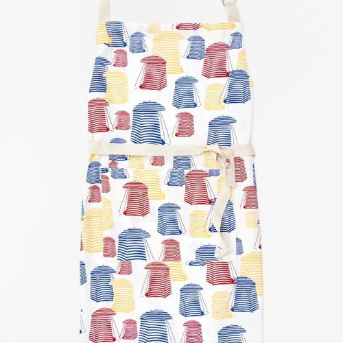 Delantal con estampado de casetas de playa de colores