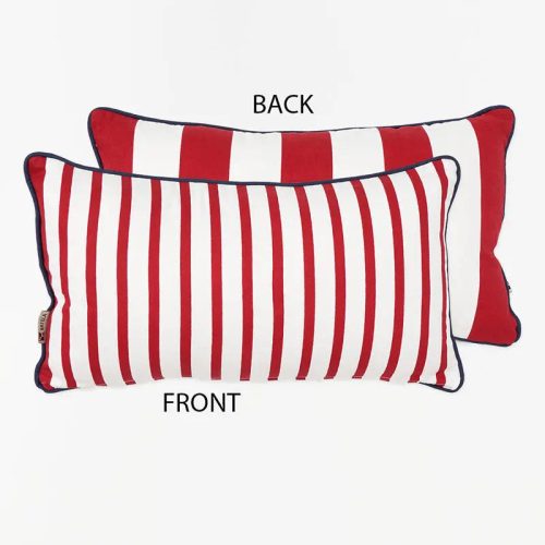Cojín náutico a rayas blancas y rojas