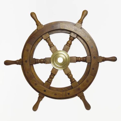 Timón de madera y latón 110 cm