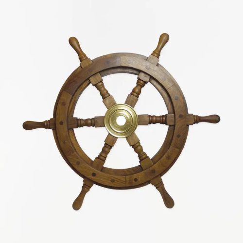 Timón de madera y latón 75 cm