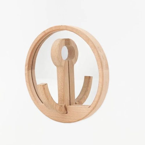 Espejo y perchero forma de ancla en madera