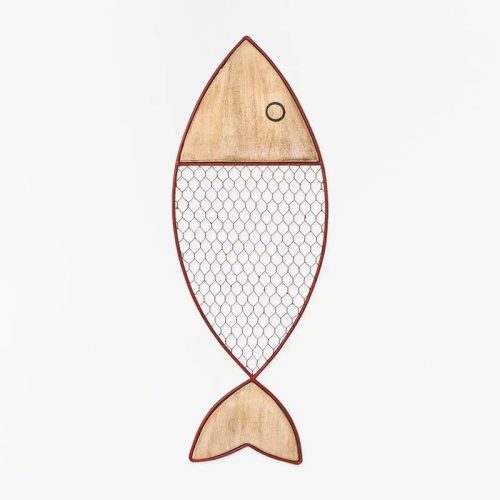 Pez de metal y madera