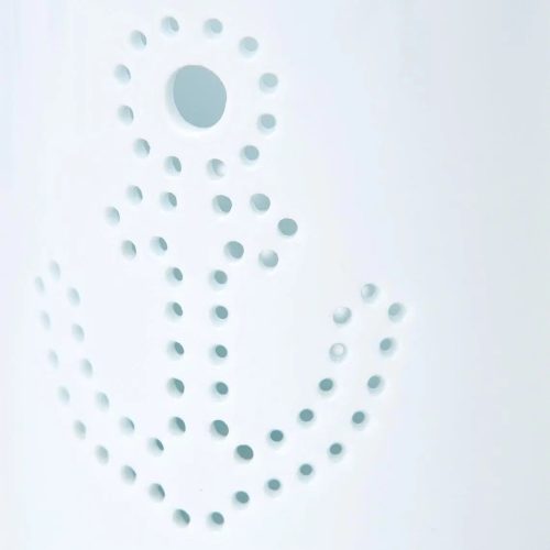 Portavelas de cerámica blanca con ancla