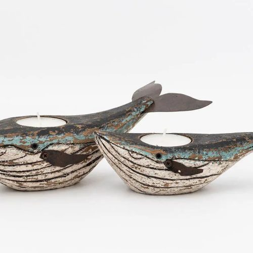 Set de 2 portavelas ballena