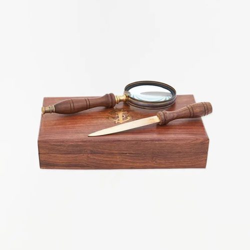 Set abrecartas y lupa con su estuche