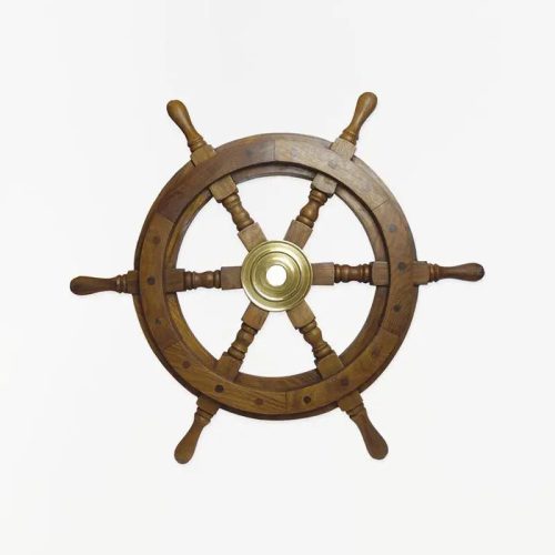 Timón de madera y latón 60 cm