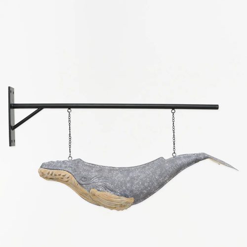 Ballena de hojalata con soportes para colgar