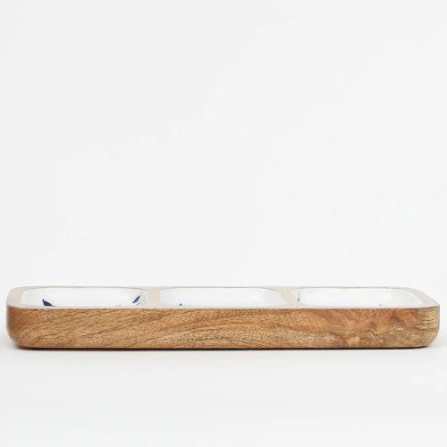 Bandeja 3 secciones de madera esmaltada peces