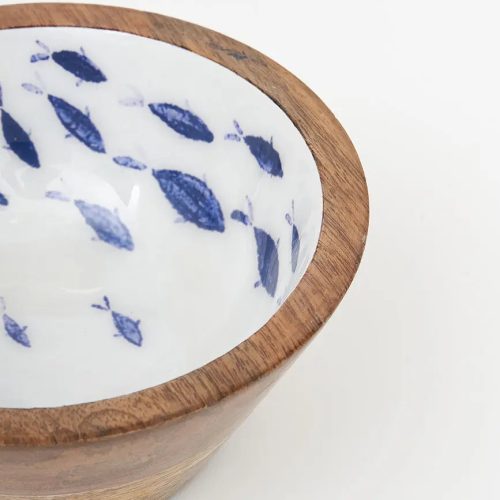 Bol de madera esmaltada peces