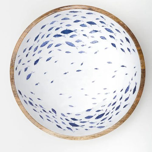 Bol de madera esmaltada peces