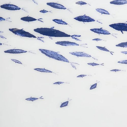 Bol de madera esmaltada peces