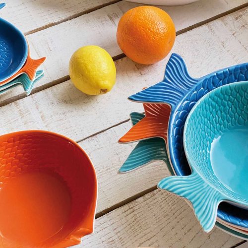 Set de 4 platos pez