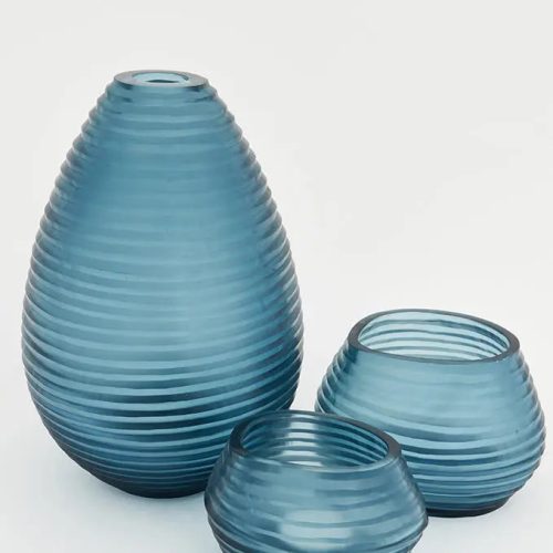 Portavelas de cristal rayas