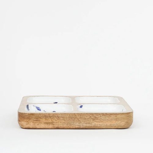 Bandeja 4 secciones de madera esmaltada peces