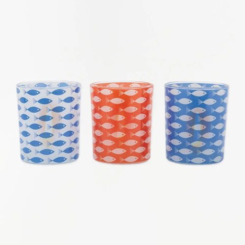 Portavelas cristal peces set3