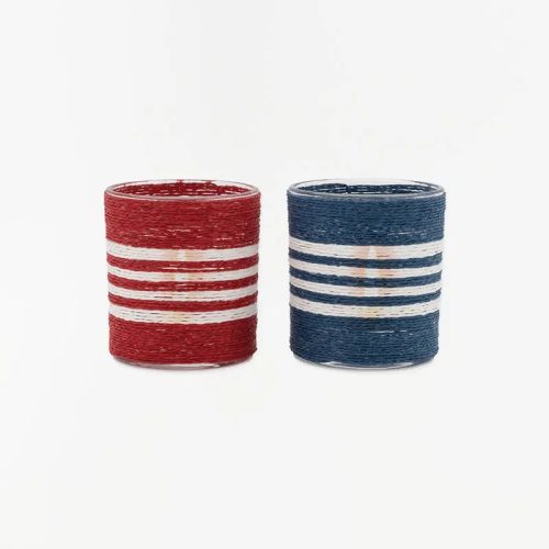 Portavelas de cristal rayas h:9set2