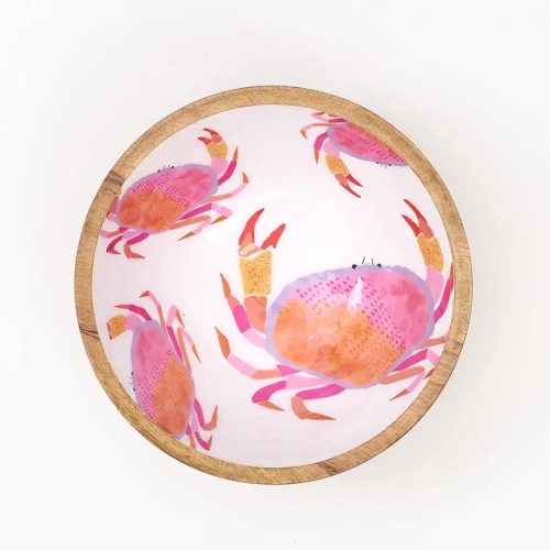 Bol madera esmaltada cangrejos