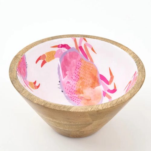 Bol de madera esmaltada cangrejos