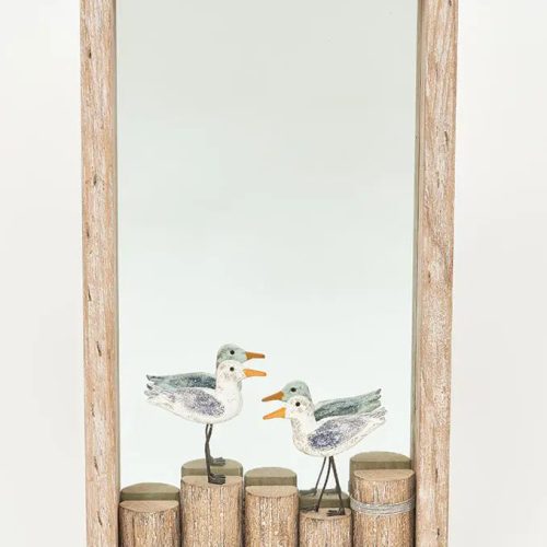 Espejo pájaros sobre tronco