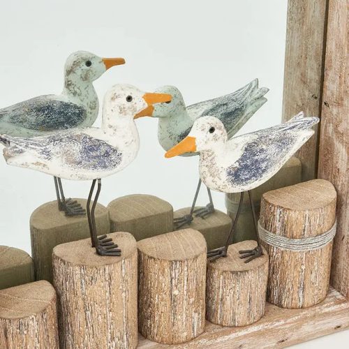 Espejo pájaros sobre tronco