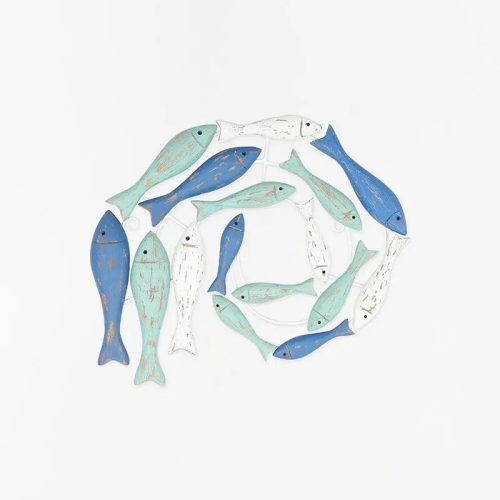 Banco de peces de madera para pared