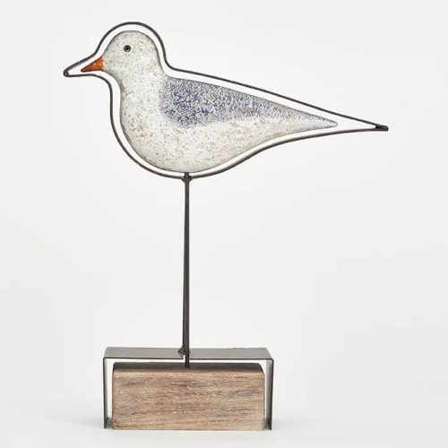 Pájaro de madera con silueta de metal