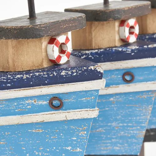 Perchero de 3 perchas barco de madera