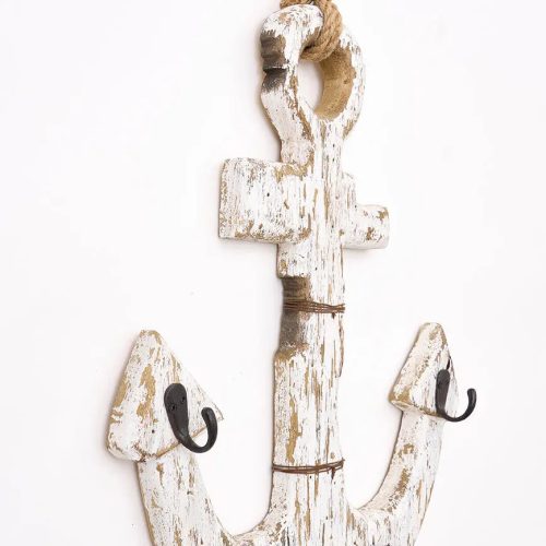 Perchero ancla de metal y madera x2)