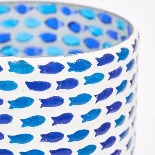 Portavelas de cristal peces