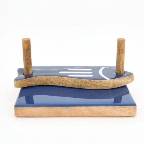 Servilletero madera esmaltada pez x2)