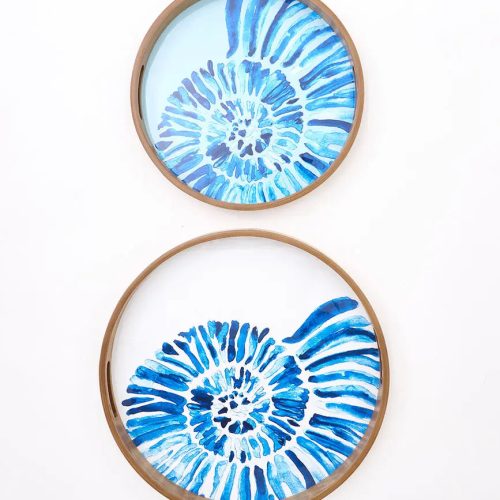 Set de 2 bandejas de madera esmaltada caracola |