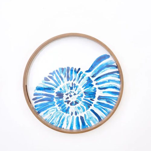 Set de 2 bandejas de madera esmaltada caracola |