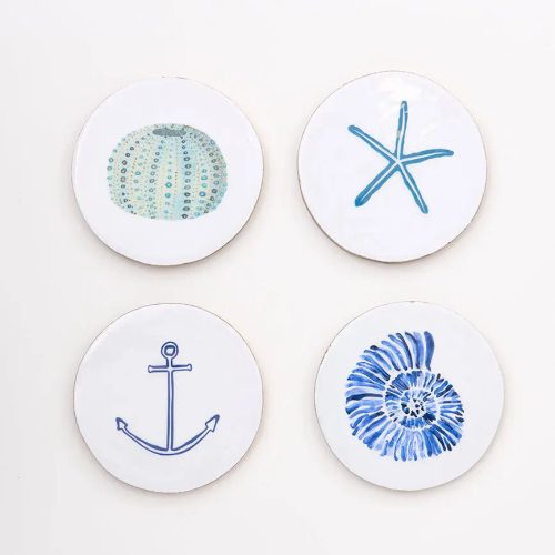 Set de 4 posavasos de madera esmaltada set 4