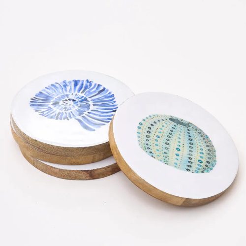 Set de 4 posavasos de madera esmaltada set 4