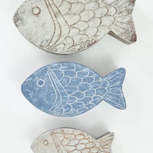 Set de 3 cajas de hojalata pez